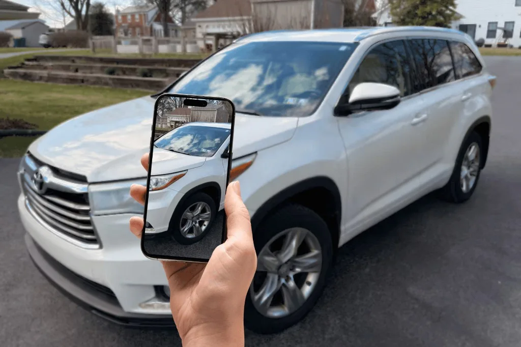 Taking a photo of your car with your phone